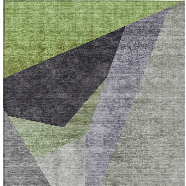 10' X 14' Sage Green And Charcoal Abstract Washable Indoor Outdoor Area Rug