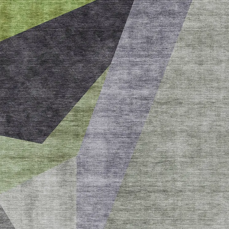 10' X 14' Sage Green And Charcoal Abstract Washable Indoor Outdoor Area Rug