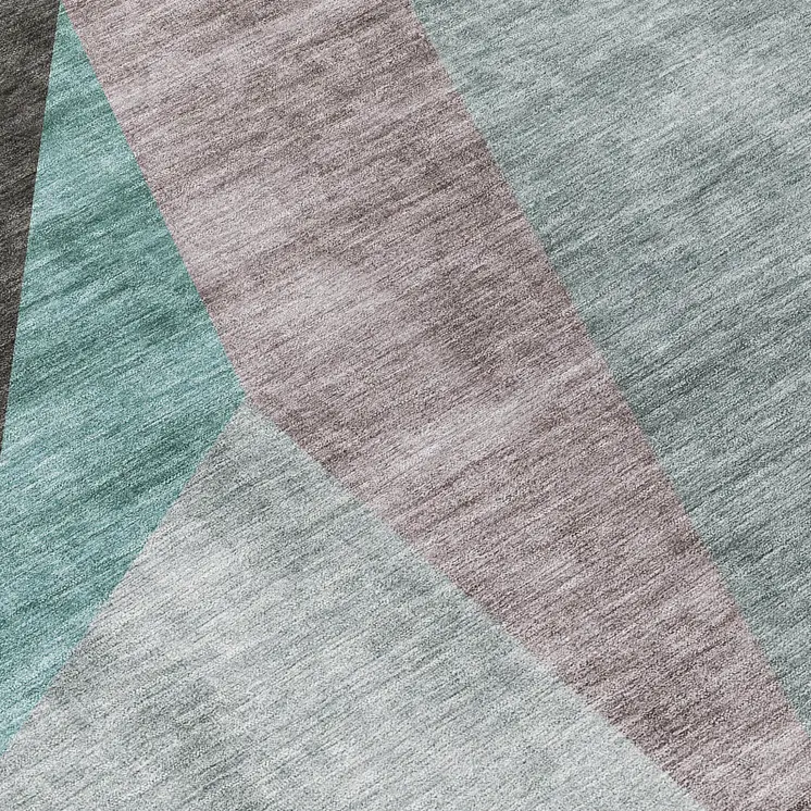 8' Teal Blue Aqua And Charcoal Round Abstract Washable Indoor Outdoor Area Rug
