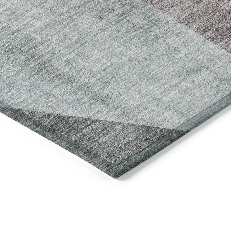 8' X 10' Teal Blue Aqua And Charcoal Abstract Washable Indoor Outdoor Area Rug