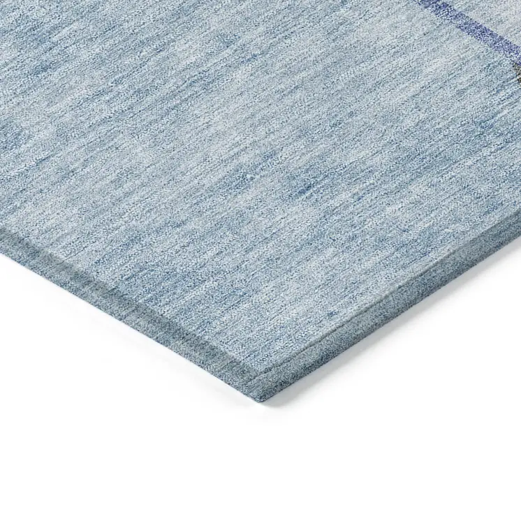 10' X 14' Sky Blue And Denim Blue Abstract Washable Indoor Outdoor Area Rug