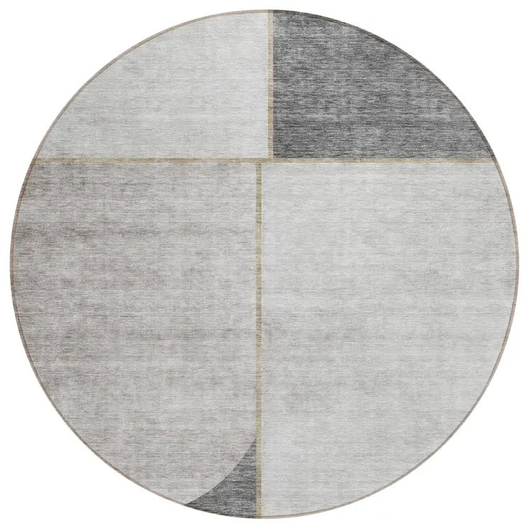 8' Taupe Beige And Gray Round Abstract Washable Indoor Outdoor Area Rug