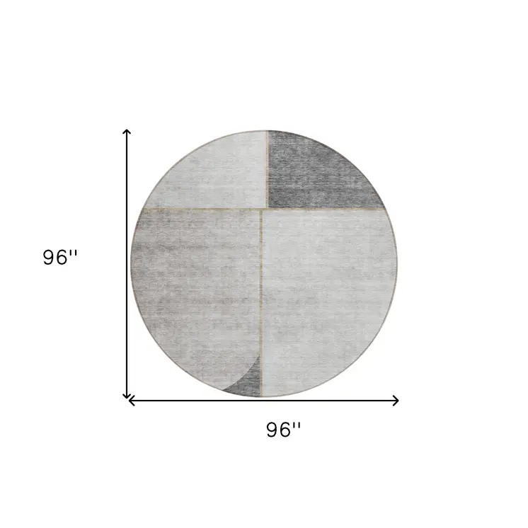 8' Taupe Beige And Gray Round Abstract Washable Indoor Outdoor Area Rug