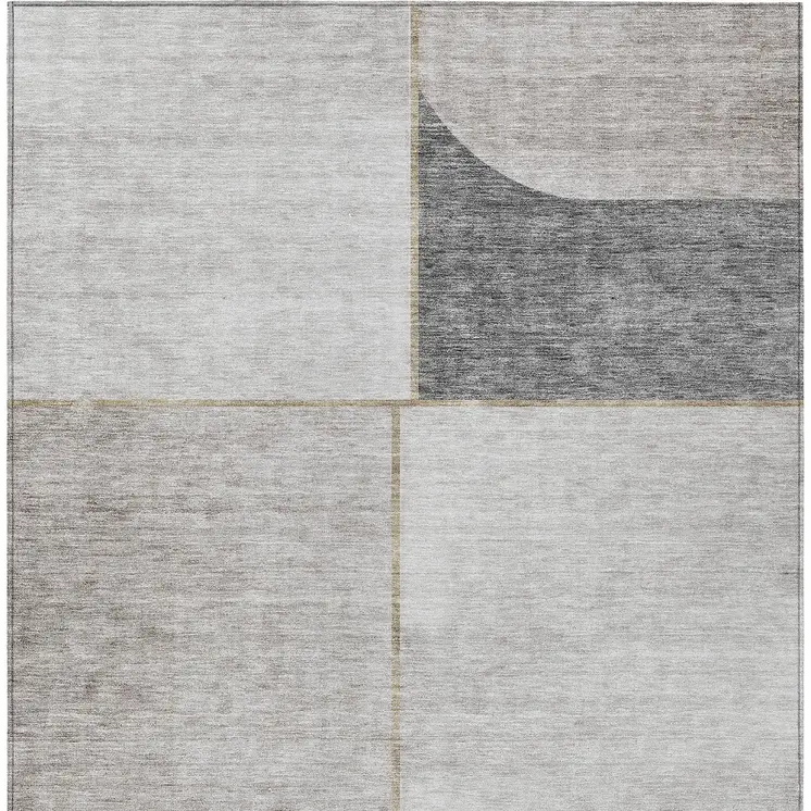 9' X 12' Taupe Beige And Gray Abstract Washable Indoor Outdoor Area Rug