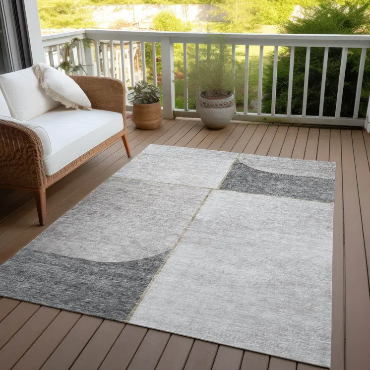 9' X 12' Taupe Beige And Gray Abstract Washable Indoor Outdoor Area Rug