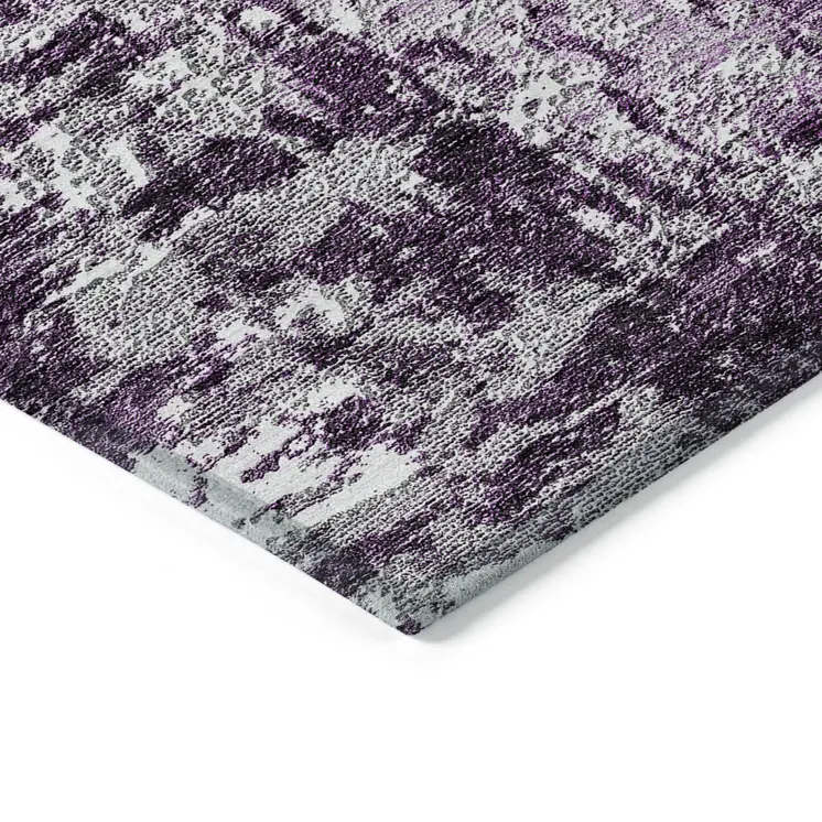 3' X 5' Eggplant Purple And Lavender Abstract Washable Indoor Outdoor Area Rug