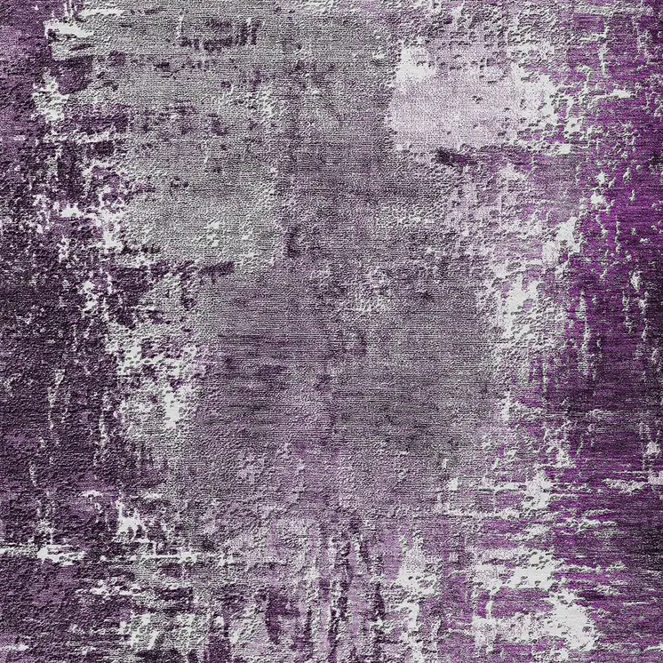 5' X 8' Eggplant Purple And Lavender Abstract Washable Indoor Outdoor Area Rug
