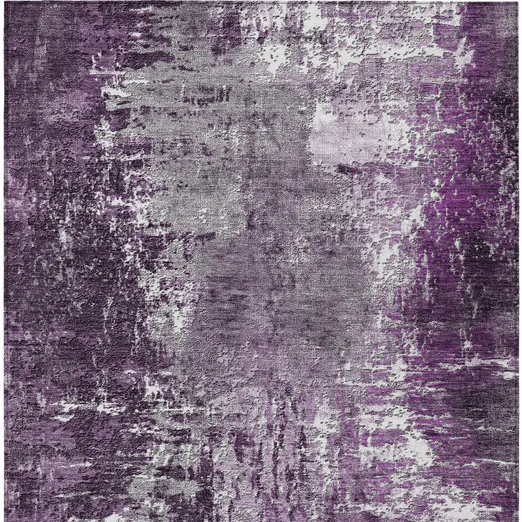 8' X 10' Eggplant Purple And Lavender Abstract Washable Indoor Outdoor Area Rug