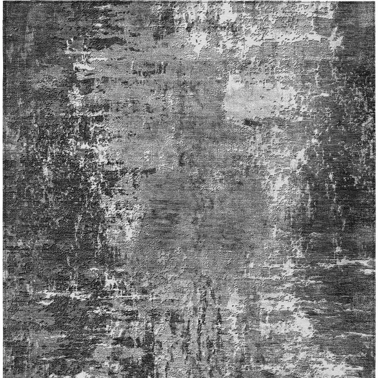 3' X 5' Gray Charcoal And Silver Abstract Washable Indoor Outdoor Area Rug