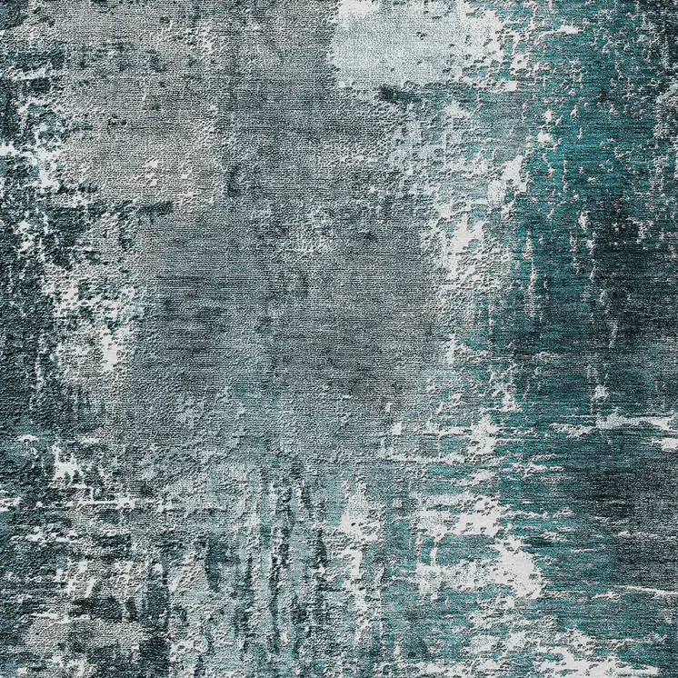 8' X 10' Teal Blue Gray And Charcoal Abstract Washable Indoor Outdoor Area Rug