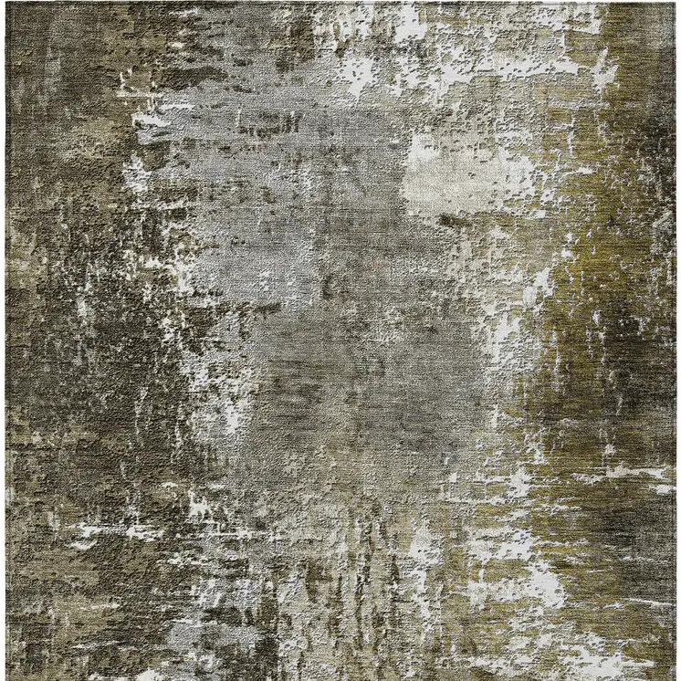 3' X 5' Taupe Brown And Gray Abstract Washable Indoor Outdoor Area Rug