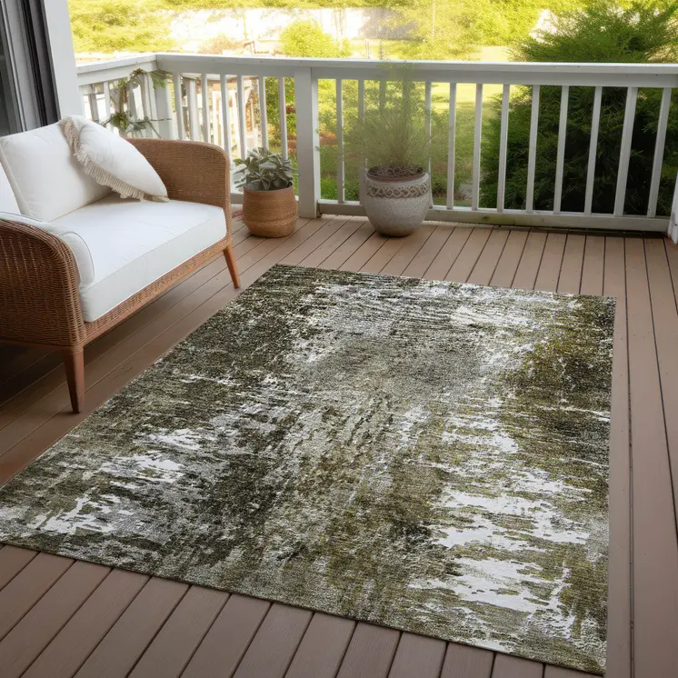 5' X 8' Taupe Brown And Gray Abstract Washable Indoor Outdoor Area Rug