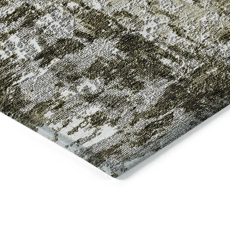 5' X 8' Taupe Brown And Gray Abstract Washable Indoor Outdoor Area Rug
