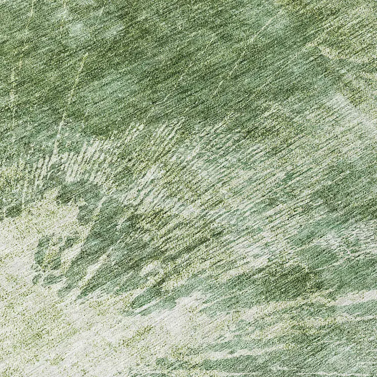 8' Fern Green And Artichoke Green Round Abstract Washable Indoor Outdoor Area Rug