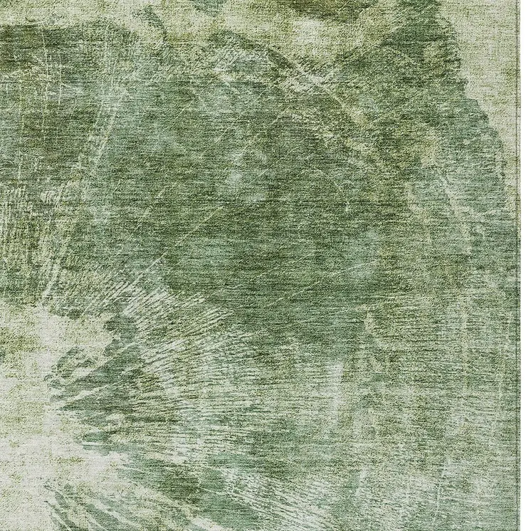 8' X 10' Fern Green And Artichoke Green Abstract Washable Indoor Outdoor Area Rug