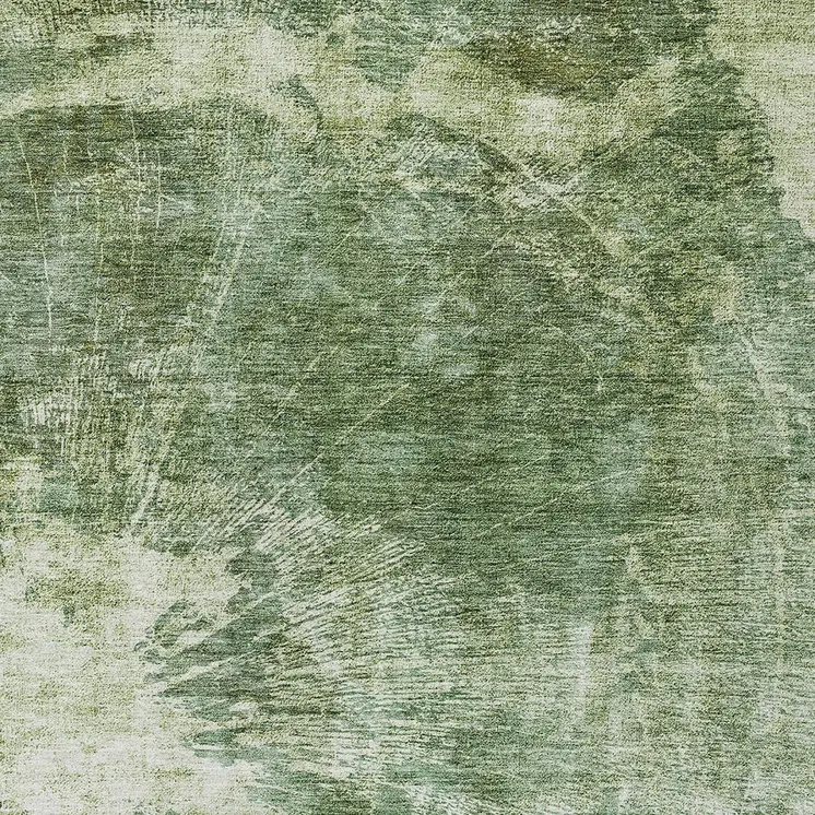 10' X 14' Fern Green And Artichoke Green Abstract Washable Indoor Outdoor Area Rug