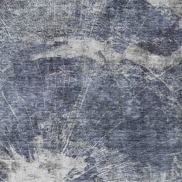 8' X 10' Navy Blue And Denim Blue Abstract Washable Indoor Outdoor Area Rug