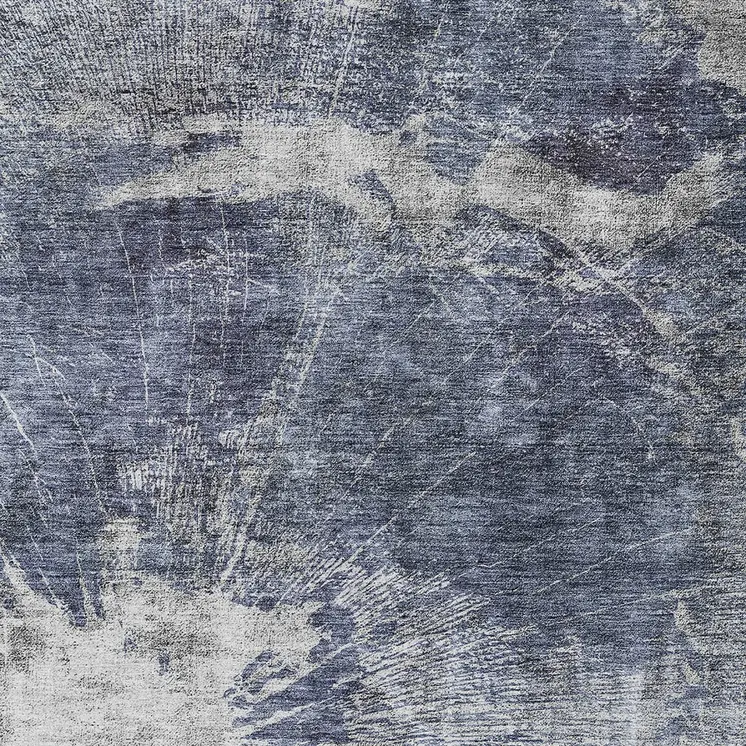 10' X 14' Navy Blue And Denim Blue Abstract Washable Indoor Outdoor Area Rug