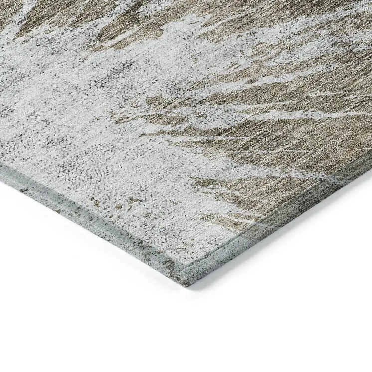 9' X 12' Taupe Brown And Beige Abstract Washable Indoor Outdoor Area Rug