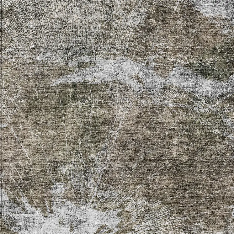 10' X 14' Taupe Brown And Beige Abstract Washable Indoor Outdoor Area Rug