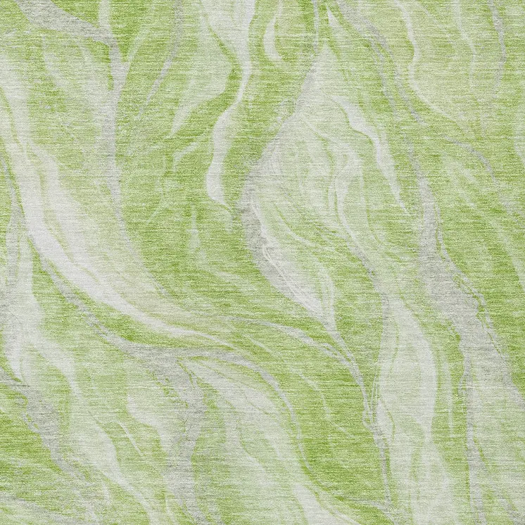 3' X 5' Green And Ivory Abstract Washable Indoor Outdoor Area Rug