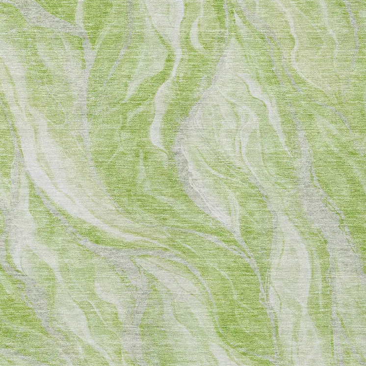 9' X 12' Green And Ivory Abstract Washable Indoor Outdoor Area Rug