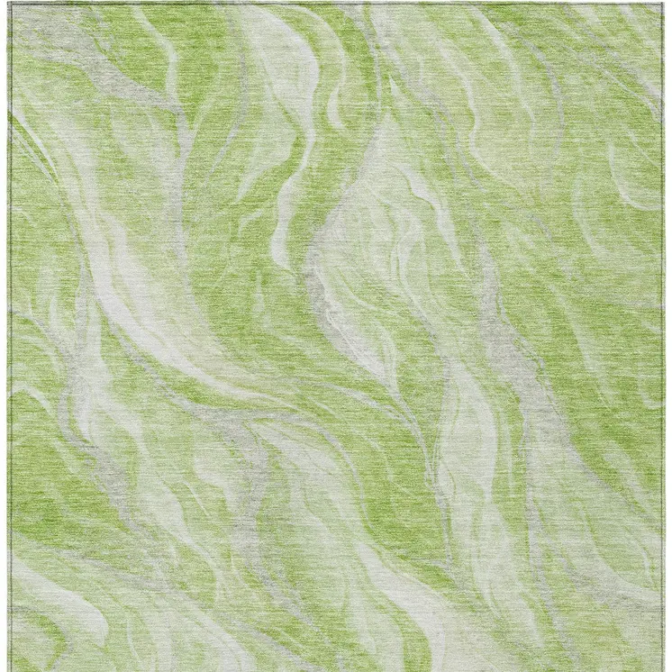 10' X 14' Green And Ivory Abstract Washable Indoor Outdoor Area Rug