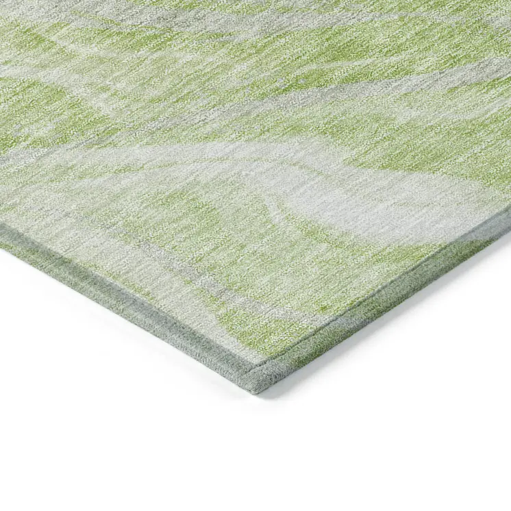 10' X 14' Green And Ivory Abstract Washable Indoor Outdoor Area Rug