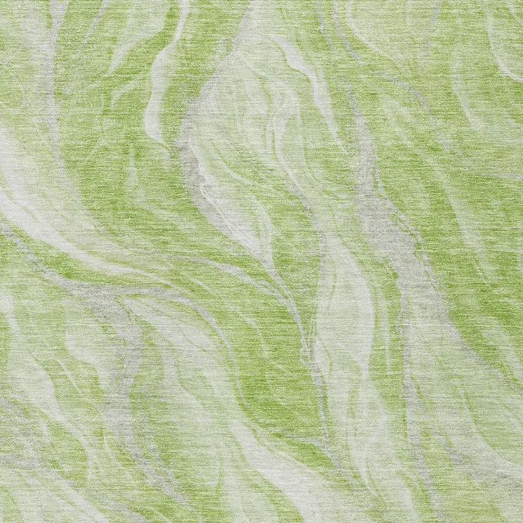 10' X 14' Green And Ivory Abstract Washable Indoor Outdoor Area Rug