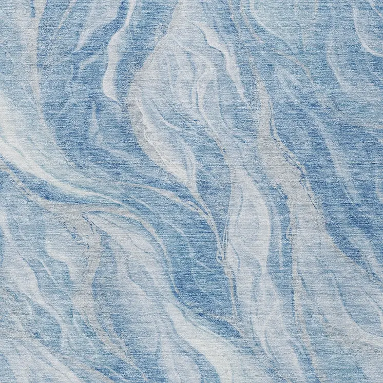 3' X 5' Denim Blue And Sky Blue Abstract Washable Indoor Outdoor Area Rug
