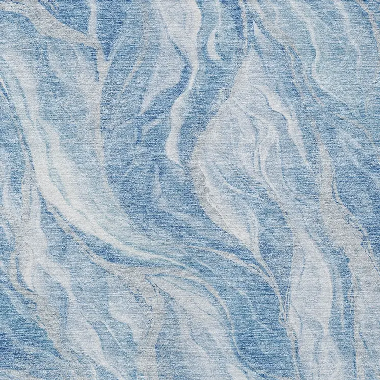 8' X 10' Denim Blue And Sky Blue Abstract Washable Indoor Outdoor Area Rug