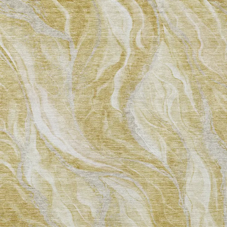 8' X 10' Gold Beige And Ivory Abstract Washable Indoor Outdoor Area Rug