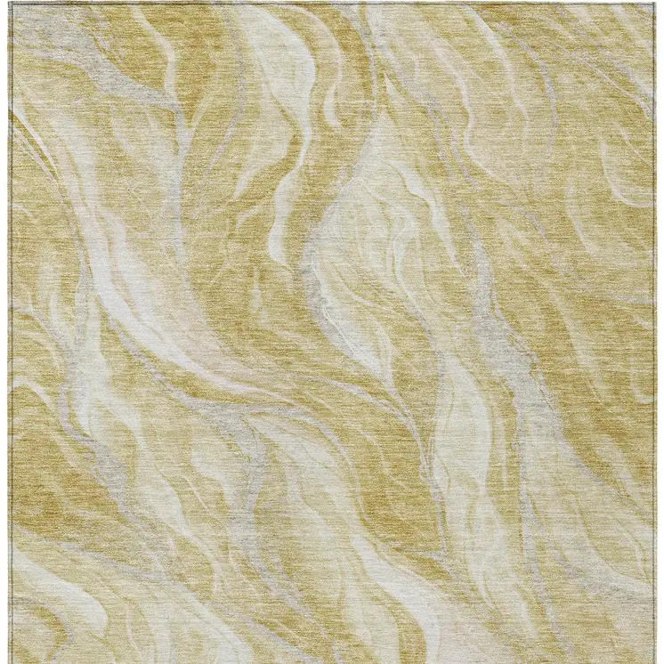 10' X 14' Gold Beige And Ivory Abstract Washable Indoor Outdoor Area Rug