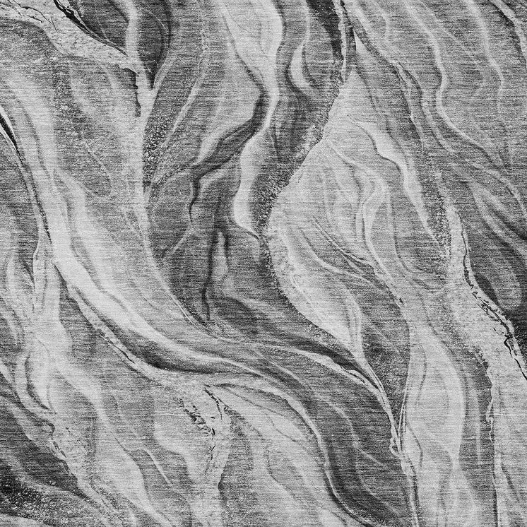 9' X 12' Gray Charcoal And Ivory Abstract Washable Indoor Outdoor Area Rug