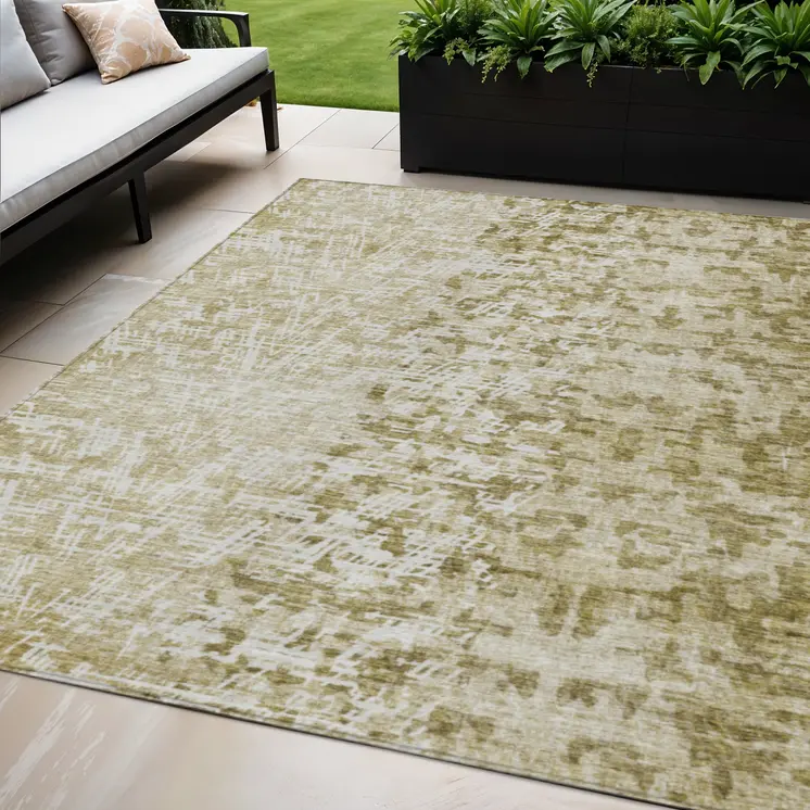 5' X 8' Taupe Beige And Ivory Abstract Washable Indoor Outdoor Area Rug