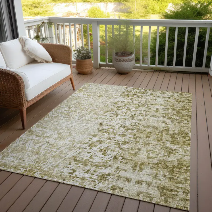5' X 8' Taupe Beige And Ivory Abstract Washable Indoor Outdoor Area Rug