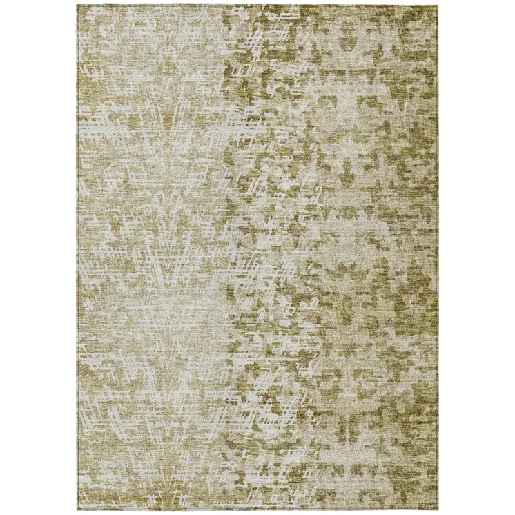 5' X 8' Taupe Beige And Ivory Abstract Washable Indoor Outdoor Area Rug