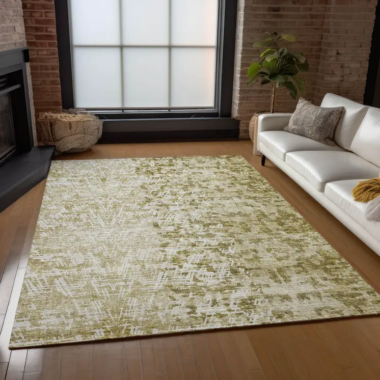 5' X 8' Taupe Beige And Ivory Abstract Washable Indoor Outdoor Area Rug