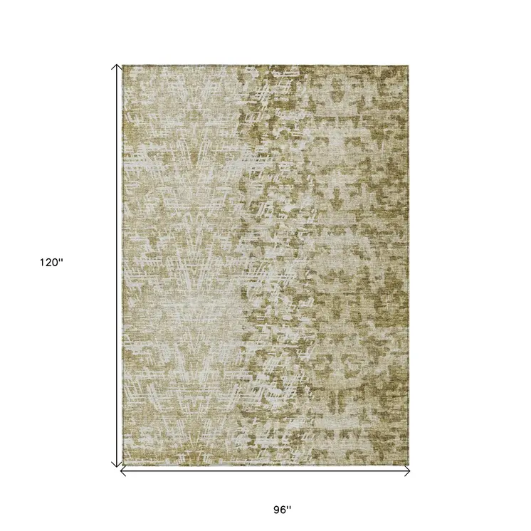 8' X 10' Taupe Beige And Ivory Abstract Washable Indoor Outdoor Area Rug