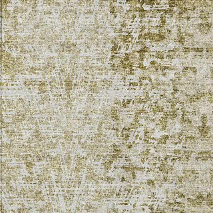 9' X 12' Taupe Beige And Ivory Abstract Washable Indoor Outdoor Area Rug