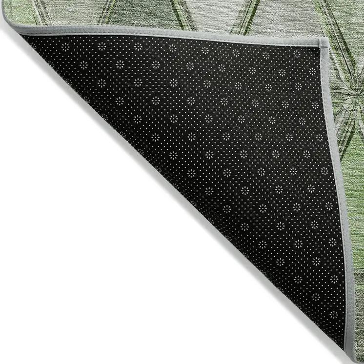 5' X 8' Green And Fern Green Geometric Washable Indoor Outdoor Area Rug
