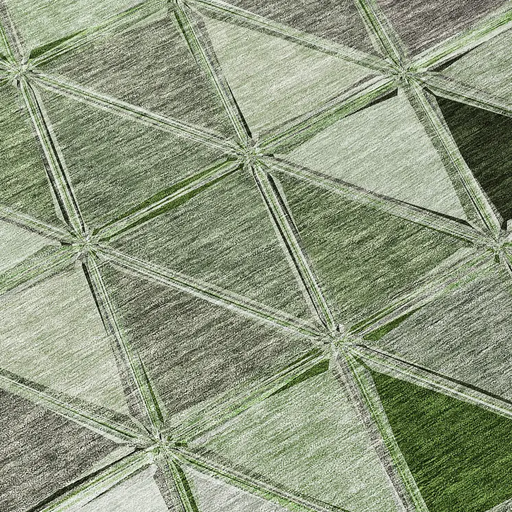5' X 8' Green And Fern Green Geometric Washable Indoor Outdoor Area Rug