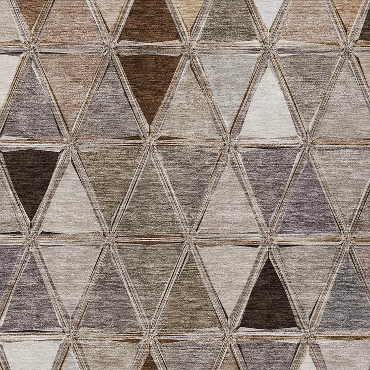 8' X 10' Brown Beige And Khaki Geometric Washable Indoor Outdoor Area Rug