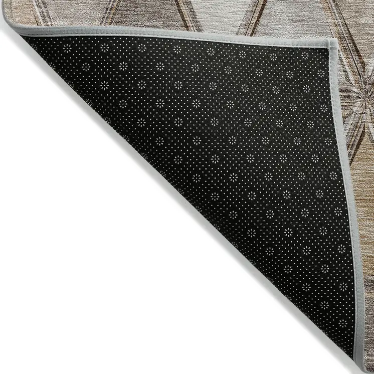 10' X 14' Brown Beige And Khaki Geometric Washable Indoor Outdoor Area Rug
