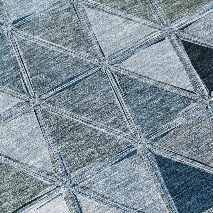 3' X 5' Denim Blue And Sky Blue Geometric Washable Indoor Outdoor Area Rug