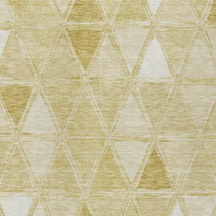 5' X 8' Gold Wheat And Ivory Geometric Washable Indoor Outdoor Area Rug