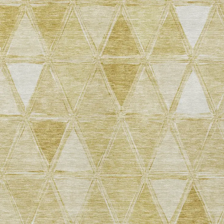 8' X 10' Gold Wheat And Ivory Geometric Washable Indoor Outdoor Area Rug
