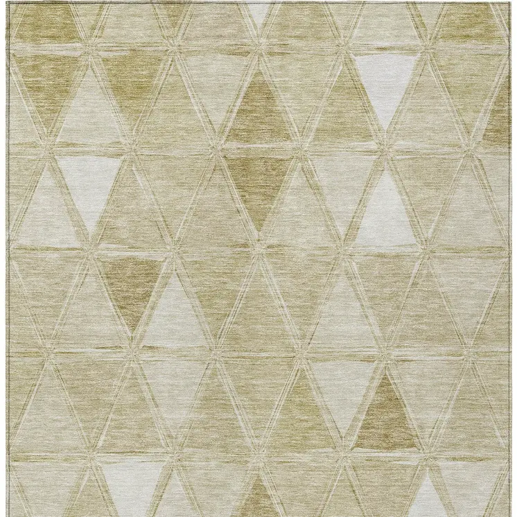 5' X 8' Khaki Beige And Tan Geometric Washable Indoor Outdoor Area Rug
