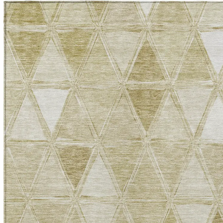 5' X 8' Khaki Beige And Tan Geometric Washable Indoor Outdoor Area Rug