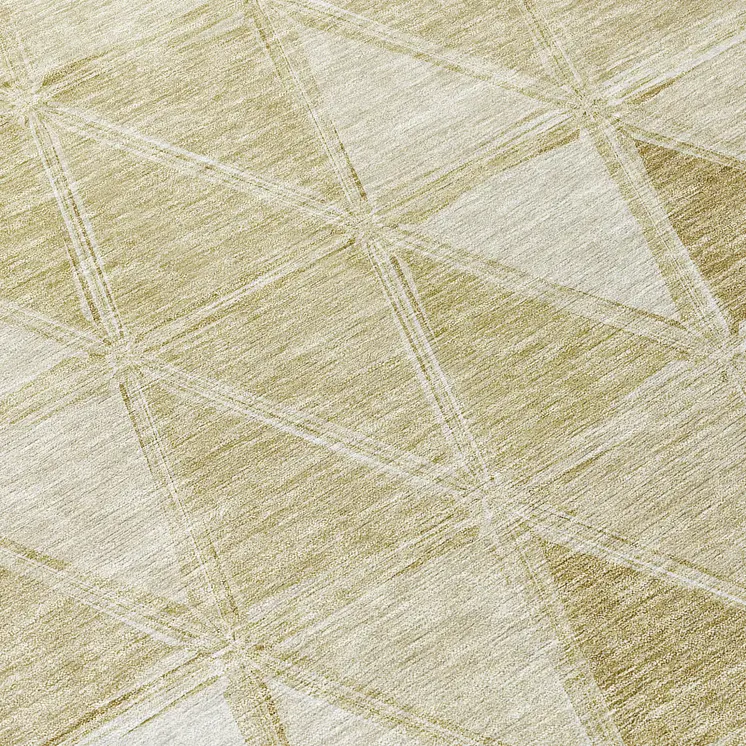 5' X 8' Khaki Beige And Tan Geometric Washable Indoor Outdoor Area Rug